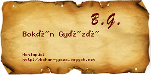 Bokán Győző névjegykártya
